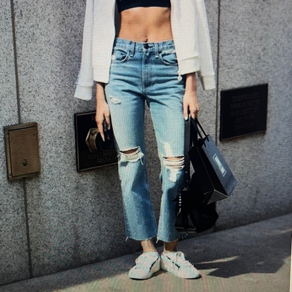 Rag & Bone High-Rise Distressed Ripped Ankle Modele Jeans in color: Shaker - Picture 2 of 16